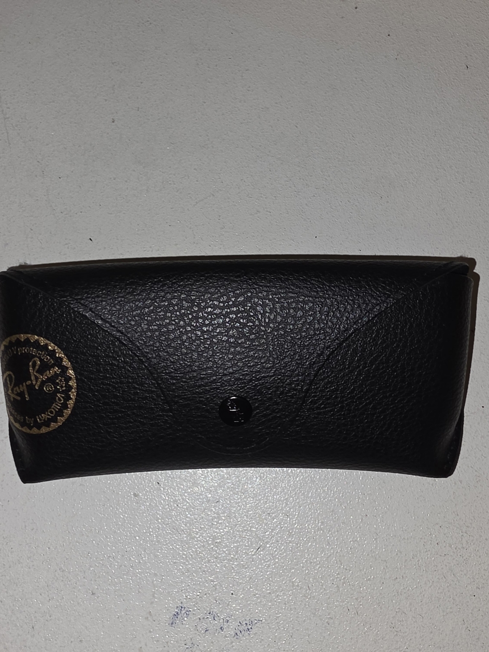 Ray-Ban Black Leather Sunglasses Case with Gold Logo